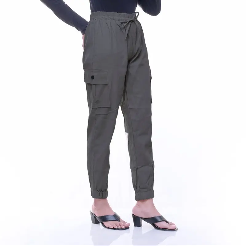 Celana cargo wanita full karet// Baggy pants joget wanita Twill combed Panjang Kulot Basic 4