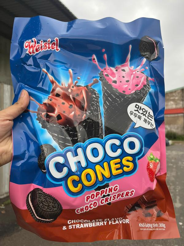  Bánh ăn vặt  ốc quế Oreo mix 2 vị socola dâu thương hiệu Weiseil 