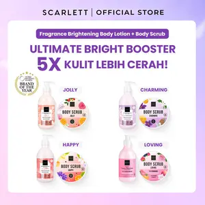 Scarlett Whitening Bundle Body Lotion + Body Scrub ( Jolly, Charming, Happy, Romansa ) Lulur Mencerahkan Tubuh Glutathione