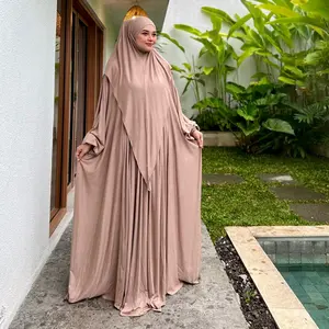 Nazella Set Abaya Spandek by Jesi Achmad Kaftan Gamis Dress Batwing Wanita Muslimah Simple Elegant untuk Daily dan Umroh