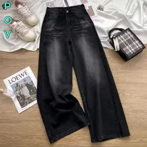 Celana Panjang Gombrong/Celana Baggy Jeans Wishker/Celana Gombrong Jeans Loose Pants/Jeans Wide leg Wishker Pria/Wanita Tebal Nyaman Panjang Branded Distro (Unisex)