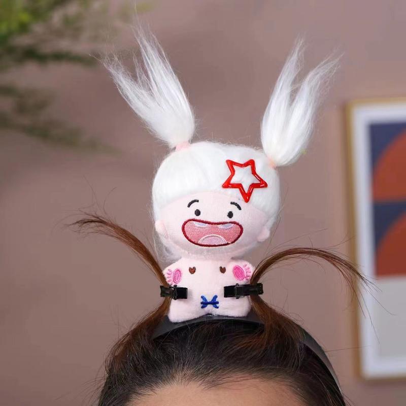 Product Introduction of New personality funny, toothless cotton doll, fried hair, funny headband, girlfriend photo props 7