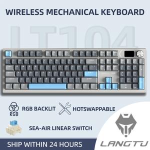 LANGTU LT104 Mechanical keybaord RGB backlit Hotswap Knob DIY Screen 3Mode Wireless Gaming Keyboard