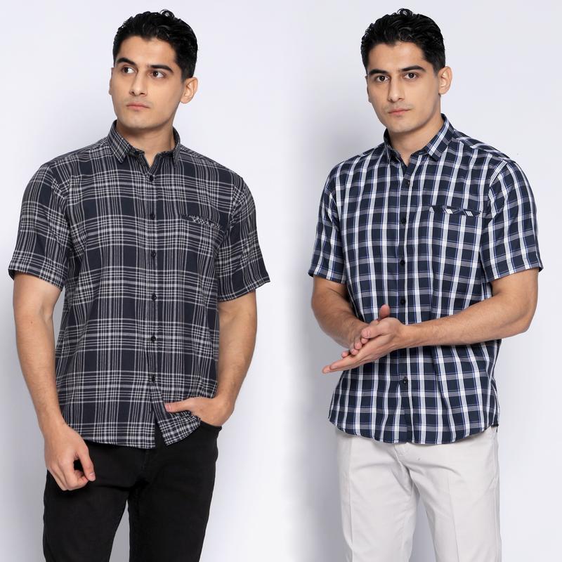Simple Perfect Baju Kemeja Chicago Pria Lengan Pendek Exclusive Premium Motif Kotak Katun Casual 0