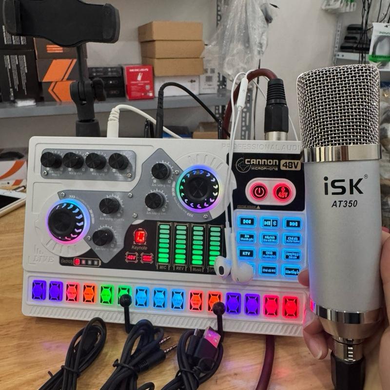  ￼Chọn Bộ Thu Âm Karaoke Online soucad X5 Có Sẵn Nguồn 48V Kèm Mic ISK AT350 kèm đủ giá đỡ Mic và giá đt 