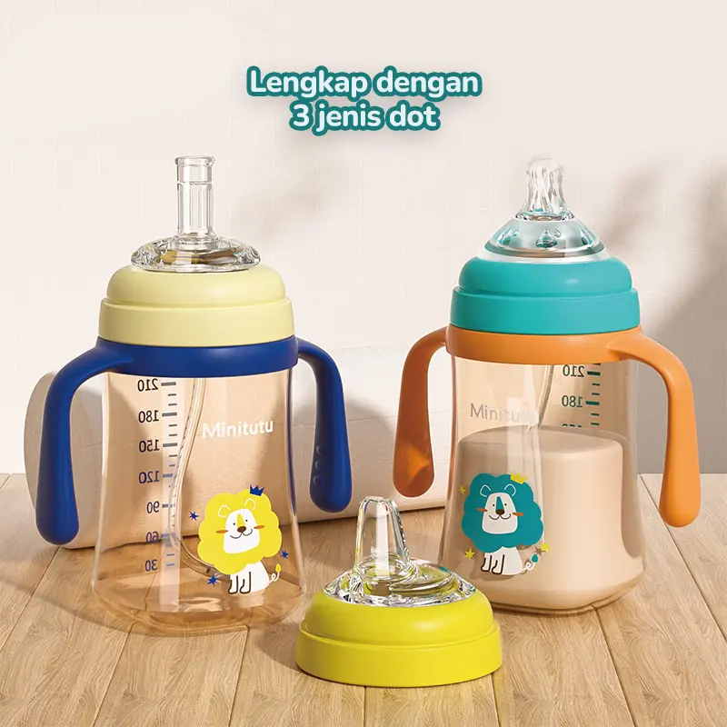Minitutu PP 3in1 Botol Bayi Training Cup Anti Sedak Botol Susu Bayi 9 Bulan Keatas BPA Free BB44 1