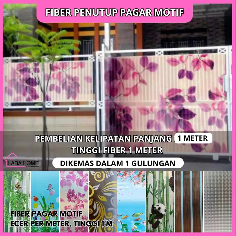 Fiber Penutup Pagar Motif Meteran Permeter, Tinggi Fiber 1 Meter Tebal 0,6mm 0,7mm 0