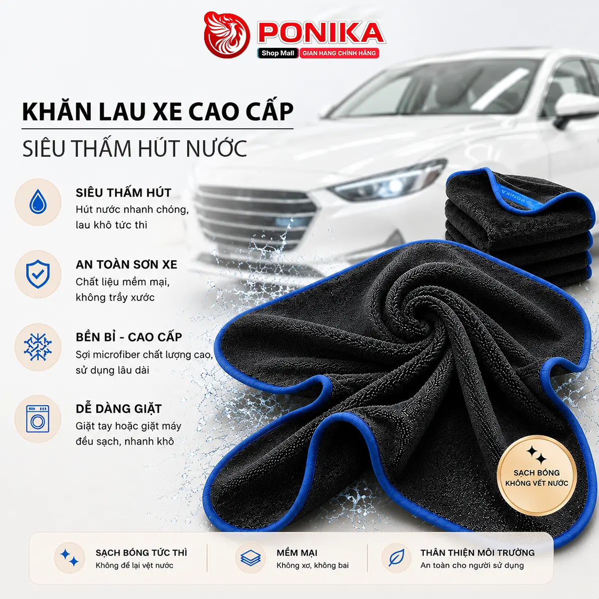 Khăn Superfine Fiber 650gsm - Siêu Thấm Hút - Khăn Lau Đa Năng Cao Cấp