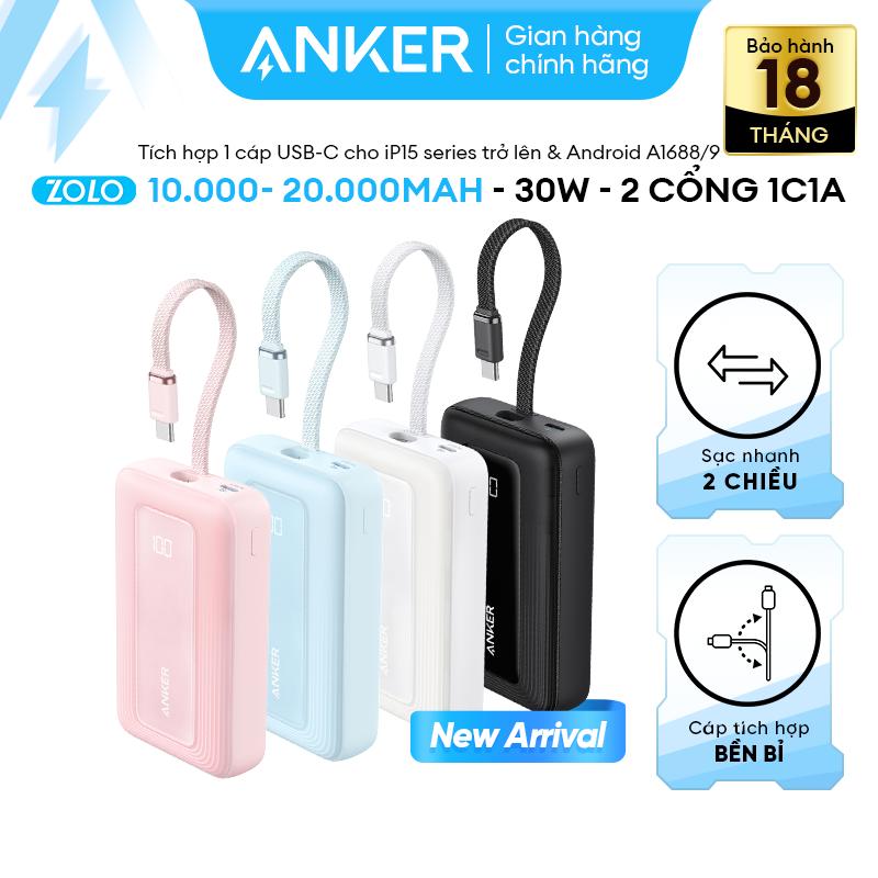 [Anker x Kien review] Pin sạc dự phòng ANKER Zolo 30W 10kmAh/20kmAh - Sạc nhanh 30W - 2 cổng 1C1A - Tích hợp sẵn cáp USB-C vừa input vừa output - Sạc 3 thiết bị cùng lúc- A1688/9
