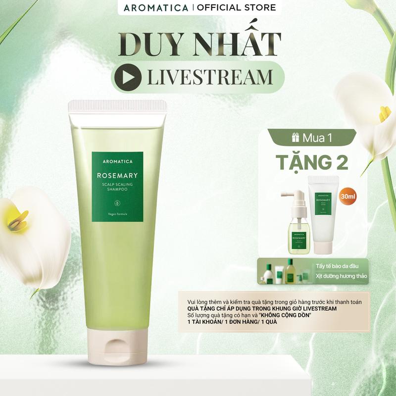 [LIVE] Dầu Gội Hương Thảo AROMATICA Rosemary Scalp Scaling Shampoo 180ml