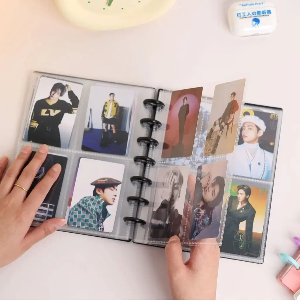 A5 Mushroom Button Binder Album 80 Pockets 3inch Photocard Storage Lomo Card Collection Book 7-hole Inside Page Sleeves Stationery Gift polaroid