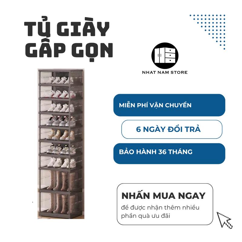 Tủ giày màu đen 18 đôi trong suốt 2 ngăn boots mika - 9102T-7-2G Black