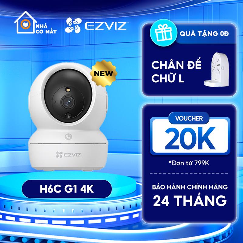 Camera Ezviz Trong Nhà H6C G1 4K 8MP, Màu Ban Đêm, Gọi Điện 1 Nút Chạm, Góc Rộng Xoay 360, Đàm Thoại 2 Chiều, BH 2 Năm