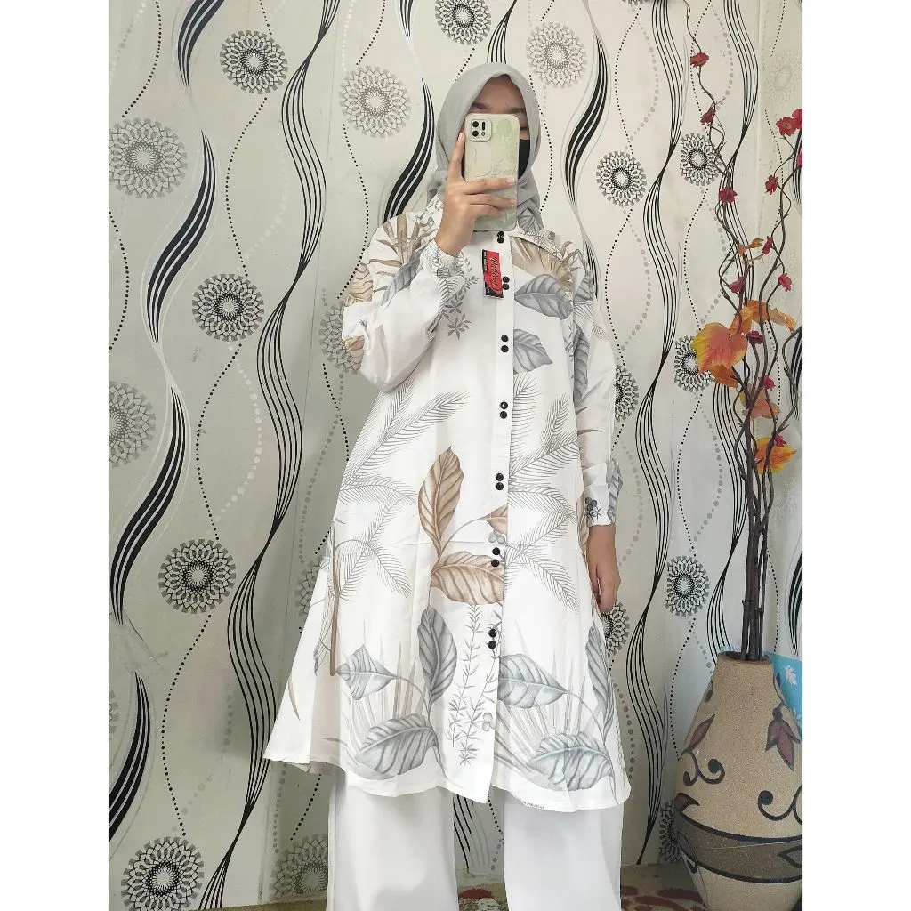 tunik katun import motif bunga terbaru flower basic tunic premium
