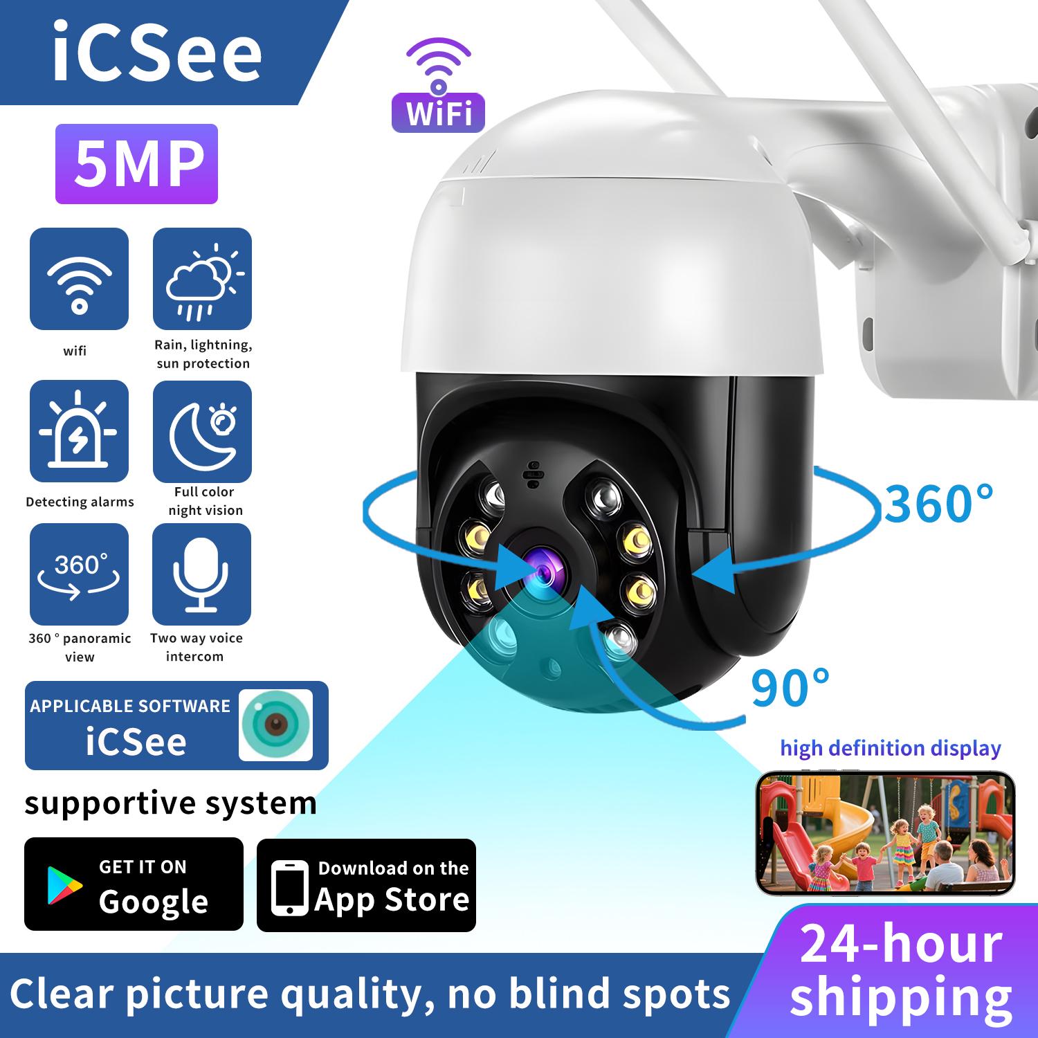 กล้อง CCTV, icsee, กลางแจ้ง, สีเต็มรูปแบบ, กล้อง IP, กล้อง PTZ, แอพ ICsee, กล้อง wifi, สำหรับใช้กลาง