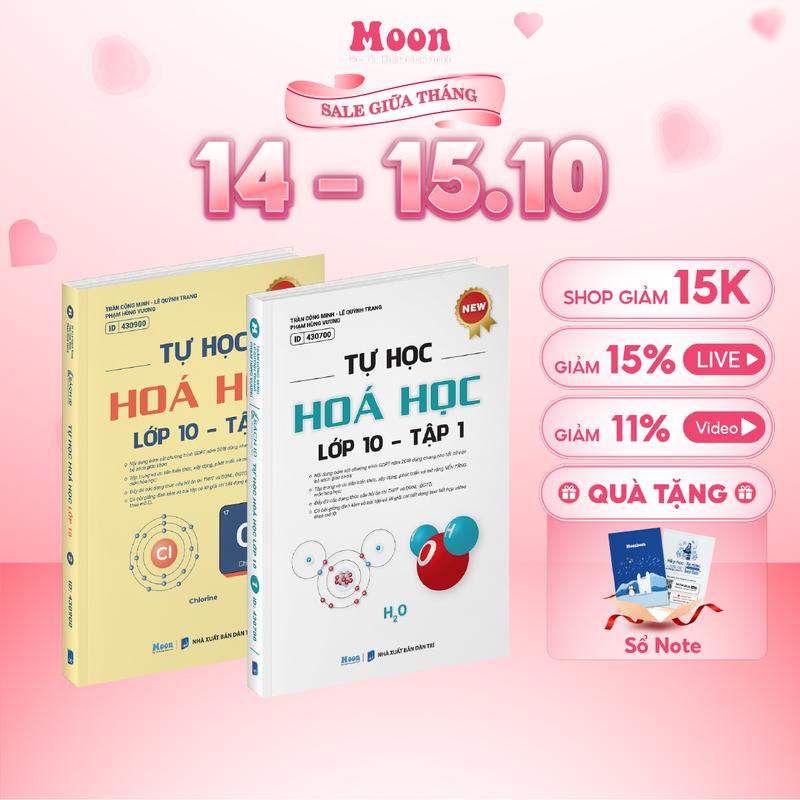 Combo 2 sách tự học hoá học lớp 10 chương trình mới moonbook