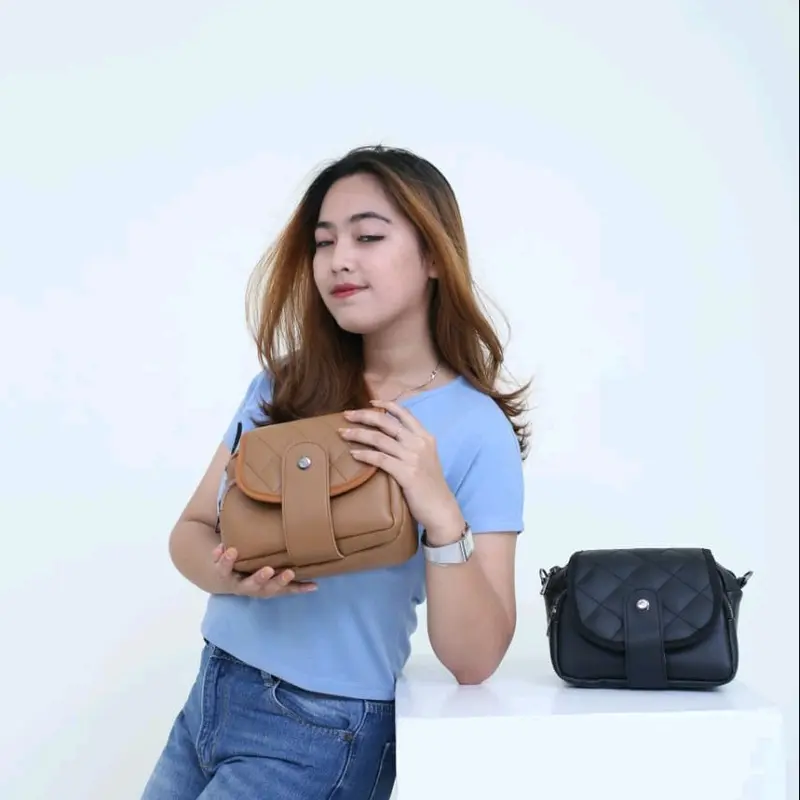 Tas Selempang Wanita semi Kulit Asli Fashionable tas tote bag whits Cewek 5