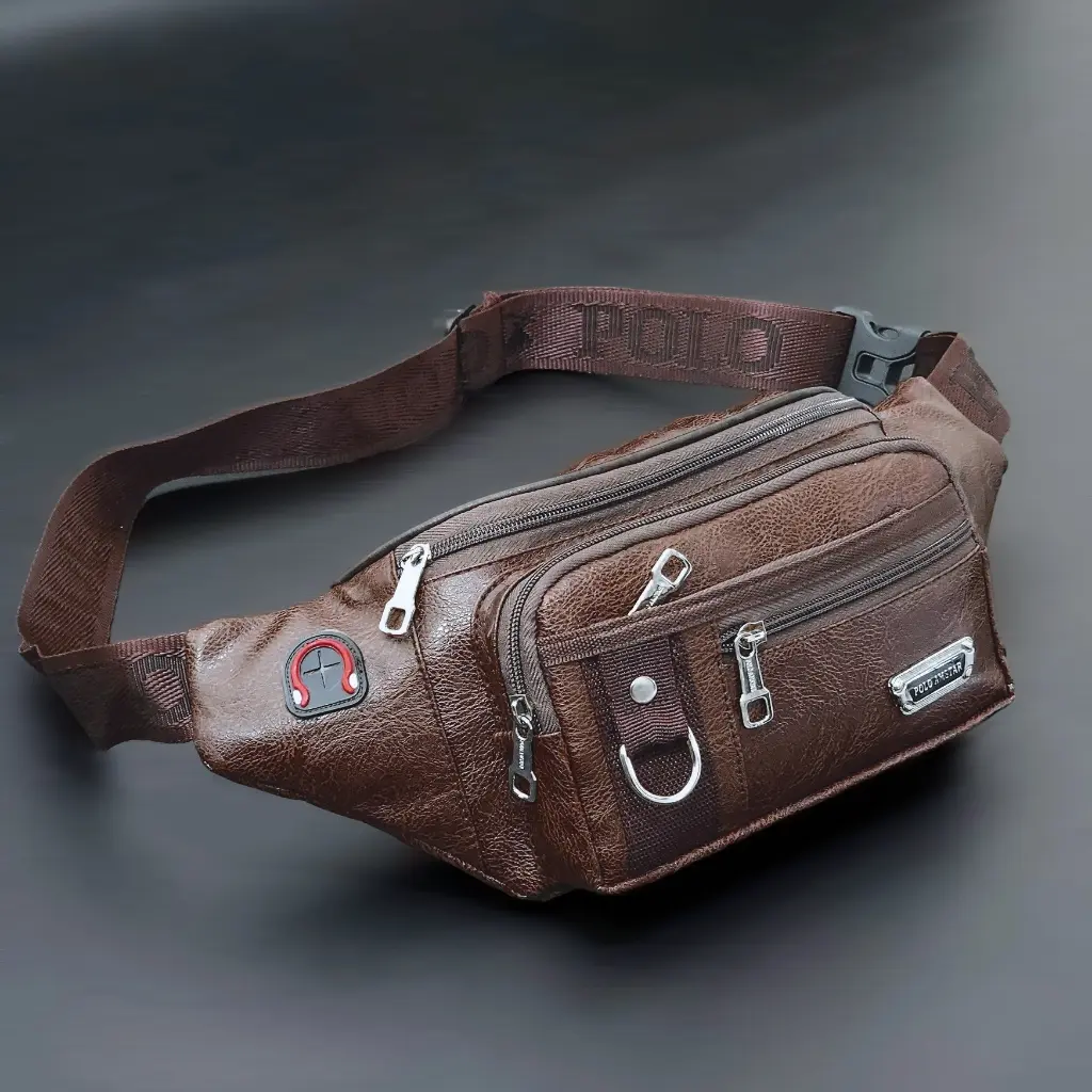 POLO AMSTAR Original Waistbag Casual PU Leather Premium Slingbag Tas Selempang Pinggang Kulit Pria
