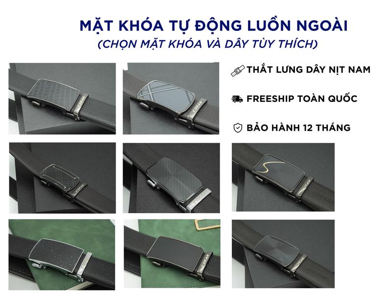 Mặt khoá Tự Động Luồn Ngoài Da Bò Vân Mill cao cấp Thắt Lưng Nam Dây nịt da bò thật chính hãng CORAN Chất Liệu Da Bò Vân Mill Cao Cấp Nhập Khẩu Mặt Khoá Tự Động Luồn Ngoài Mã FLN-02