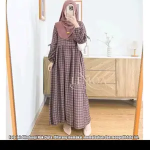 Aurel#2 Dress Pb 130 Aksen Pita Lengan Model Balon Bahan Rayon Diamond