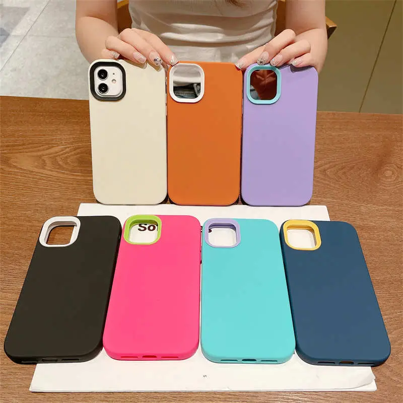3-in-1 liquid solid color is suitable for iPhone 15/14/13/12/11 Simple 6/7/X/XR/XSMAX Soft 15promax Protective Case