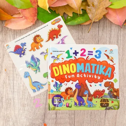 Buku DINOMATIKA fun activity Aktivitas Matematika Calistung dengan Bonus Stiker Dinosaurus 15 Menit Pintar Berhitung untuk Anak- Ziyad Books