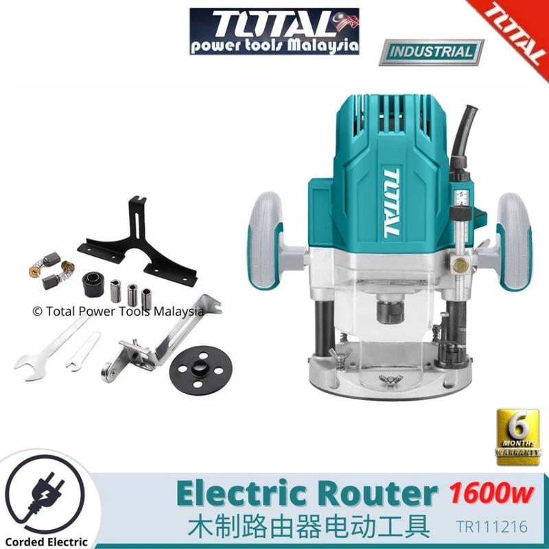 TOTAL Electric Wood Router 1600W Suitable with 6mm 8mm 12mm 1/4 ...