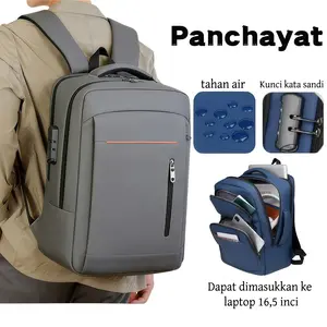 Panchayat Tas Laptop Anti Curi 16.5 Inch | Tas Laptop Aesthetic Waterproof  Password Lock | Tas Kantor Pria