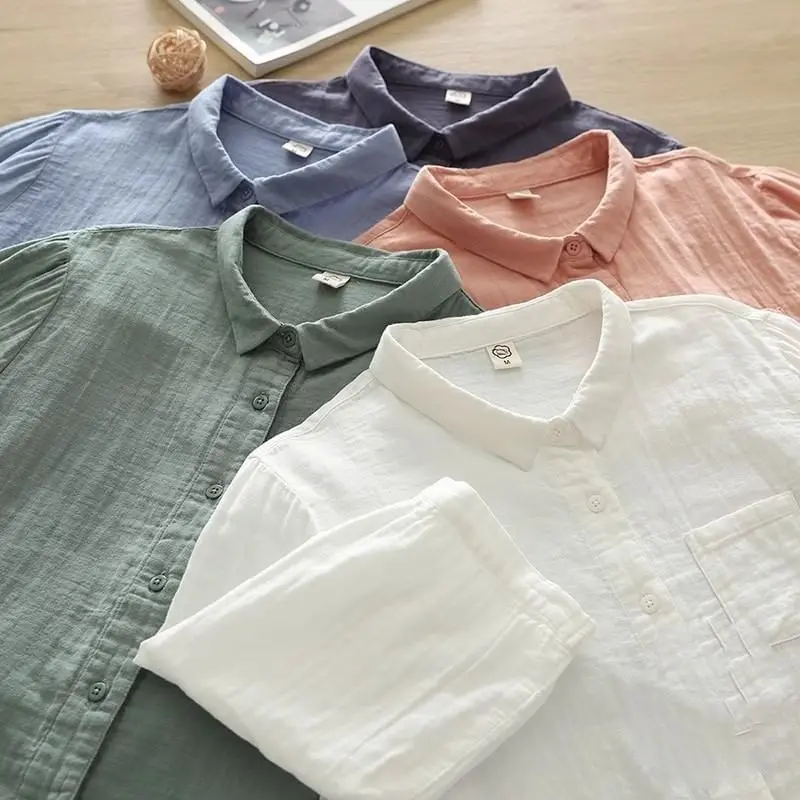 Kara 3/4 Shirt Blouse Kemeja Polos Wanita M L XL XXL XXXL Polo Linen Premium Korean Style