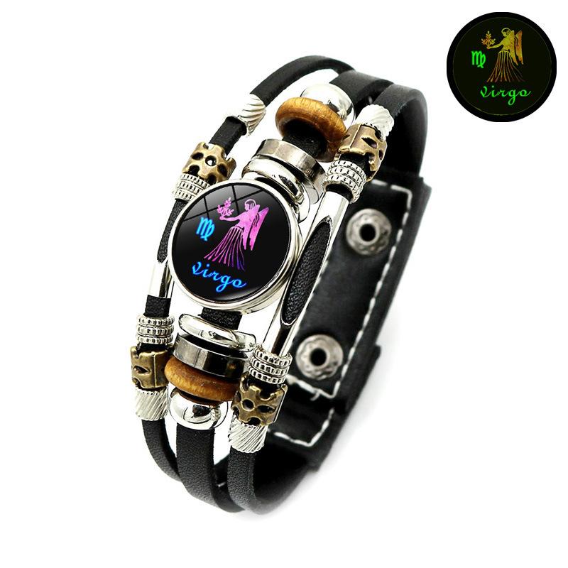 Product Introduction of Luminous Twelve Constellation Time Stone Bracelet Men & Women Trendy Punk Style Multi-Layer Beaded Bracelet Jewelry Wholesale 7