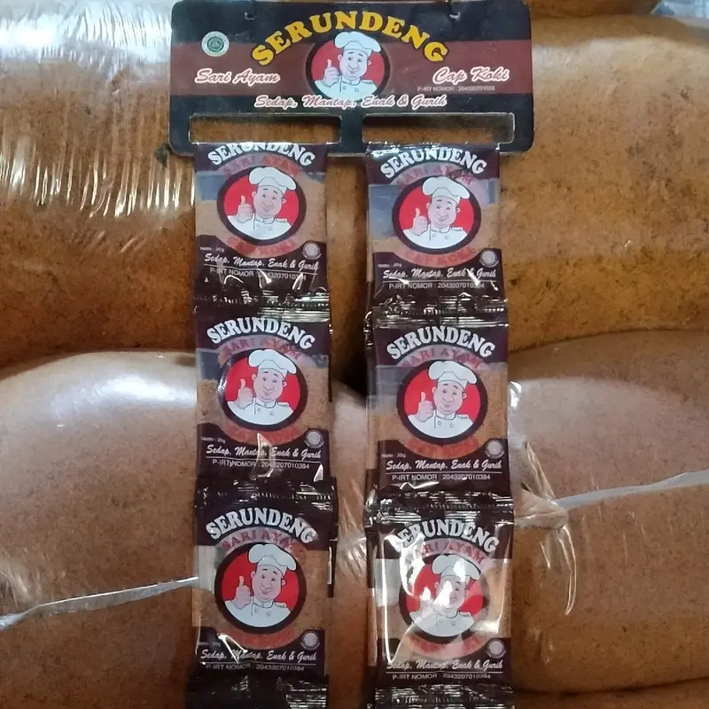 SERUNDENG Kelapa asli PAKET USAHA CAP KOKI (5RENCENG=50pcs) kemasan 1 renceng 10 pcs- Makanan Praktis Snack Food siap saji rasa sari Ayam 4