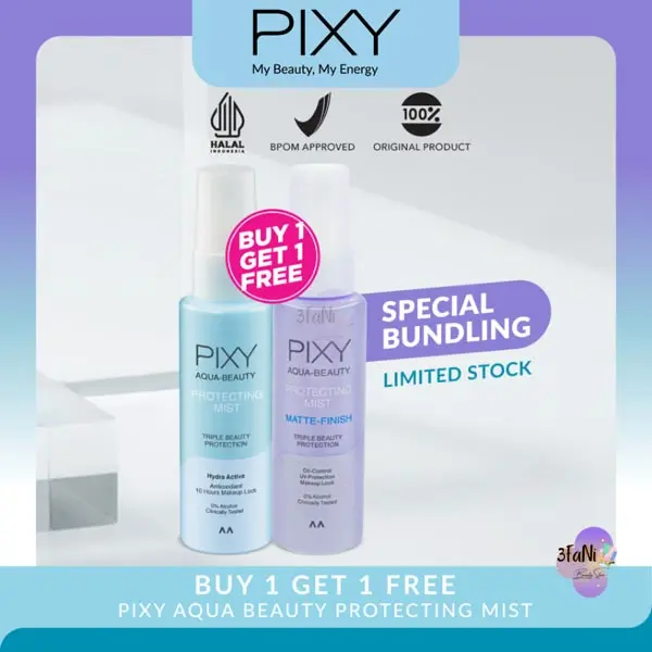 PIXY Aqua beauty Protecting Mist Matte Finish 60ml 100ml Setting Spray Facial Mist Beli 1 Gratis 1 Free_Cerianti 1