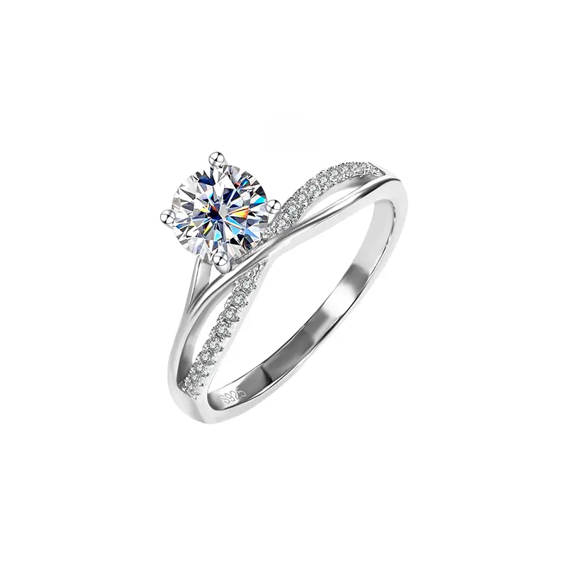 【 Star River Four claws 】s925 silver D color Moissanite ring classic wedding engagement ring for women