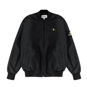 Hooligans Jacket Bomber Hugo Black  Jaket Hitam Casual Pria Zipper Tebal