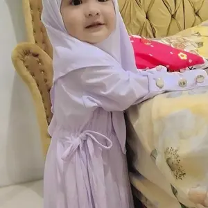 Gamis Abaya Anak Inara Serut Pinggang Usia 0-9 Tahun Bahan Jersey Lembut dan Adem Free Hijab Muslim Panjang Nyaman