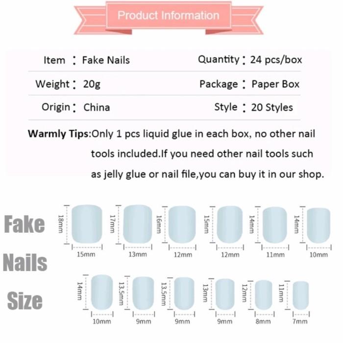 Kuku Palsu -Nail Art Isi 24 Pcs +Lem Cair Termurah 3