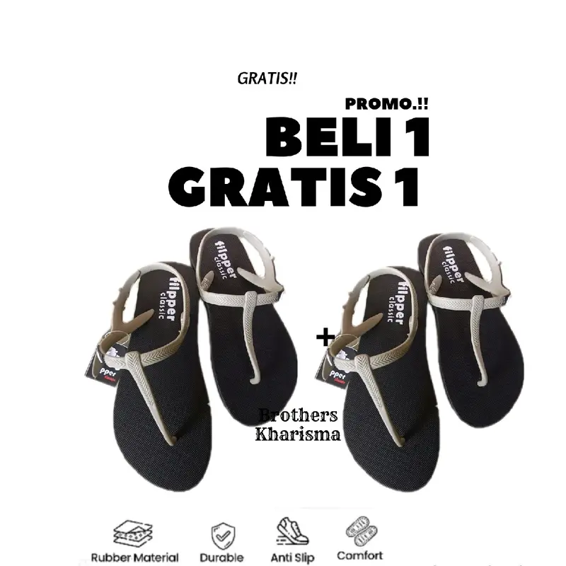 Sendal Karet Cewek Filpper Lentur Anti Slip Premium - Beli 1 Gratis 1 8