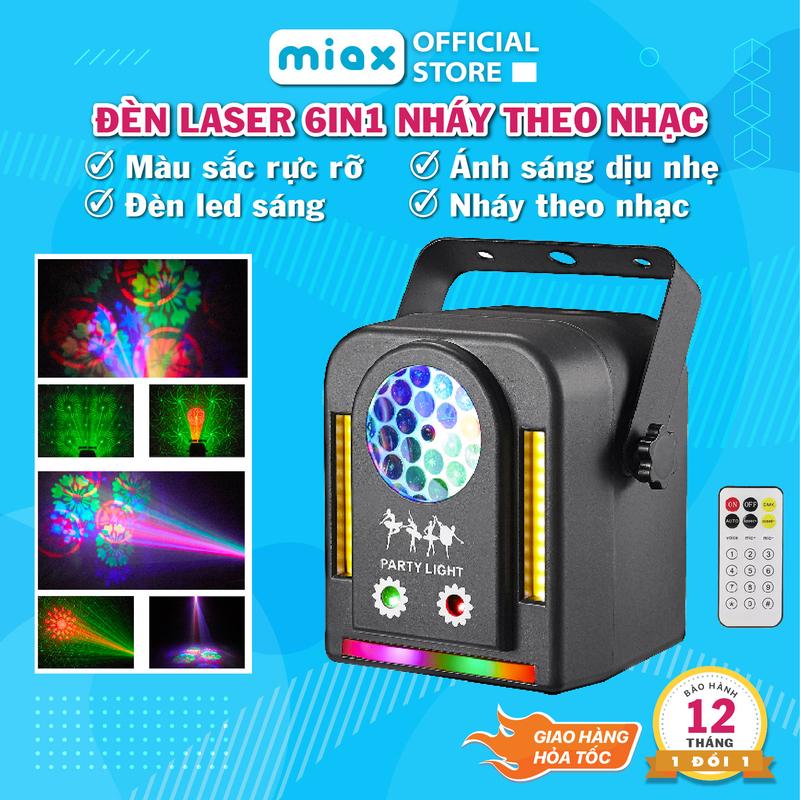  Đèn Laser 6in1 MIAX Chớp Cảm Biến Nháy Theo Nhạc Đèn Bay Phòng Giá Rẻ 