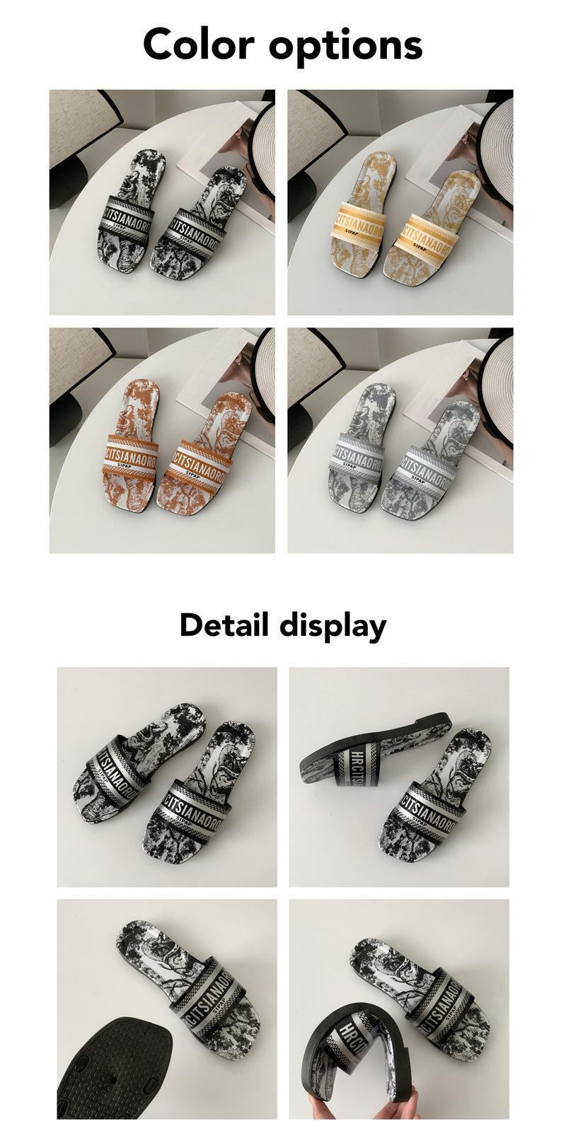 Product Introduction of Flat Shoes Sandals and Slippers for Outer Wear Rhinestone One-Line Fairy Style Sandals Trendy 4