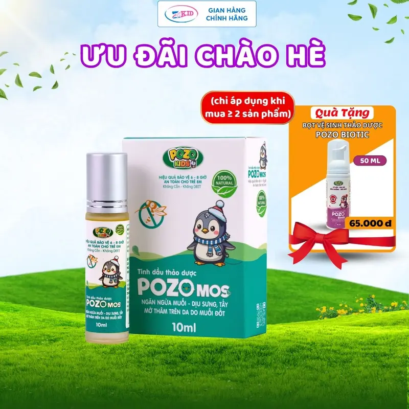 Lăn Xua Muỗi - POZOKIDS - Tinh Dầu Thảo Dược POZOMOS - Ngăn Ngừa Muỗi - Dịu Sưng, Tấy - Mờ Thâm Trên Da Do Muỗi Đốt - Không Cồn - Không DEET - An Toàn Cho Trẻ Em.