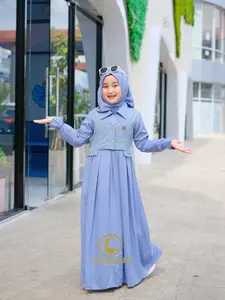ARUMI DRESS KIDS gamis anak bahan RAYON TWILL mix KNIT ( FREE HIJAB PASMINA INSTAN ) gamis anak terbaru 2024 gamis anak kekinian BY WAFA MOESLIM
