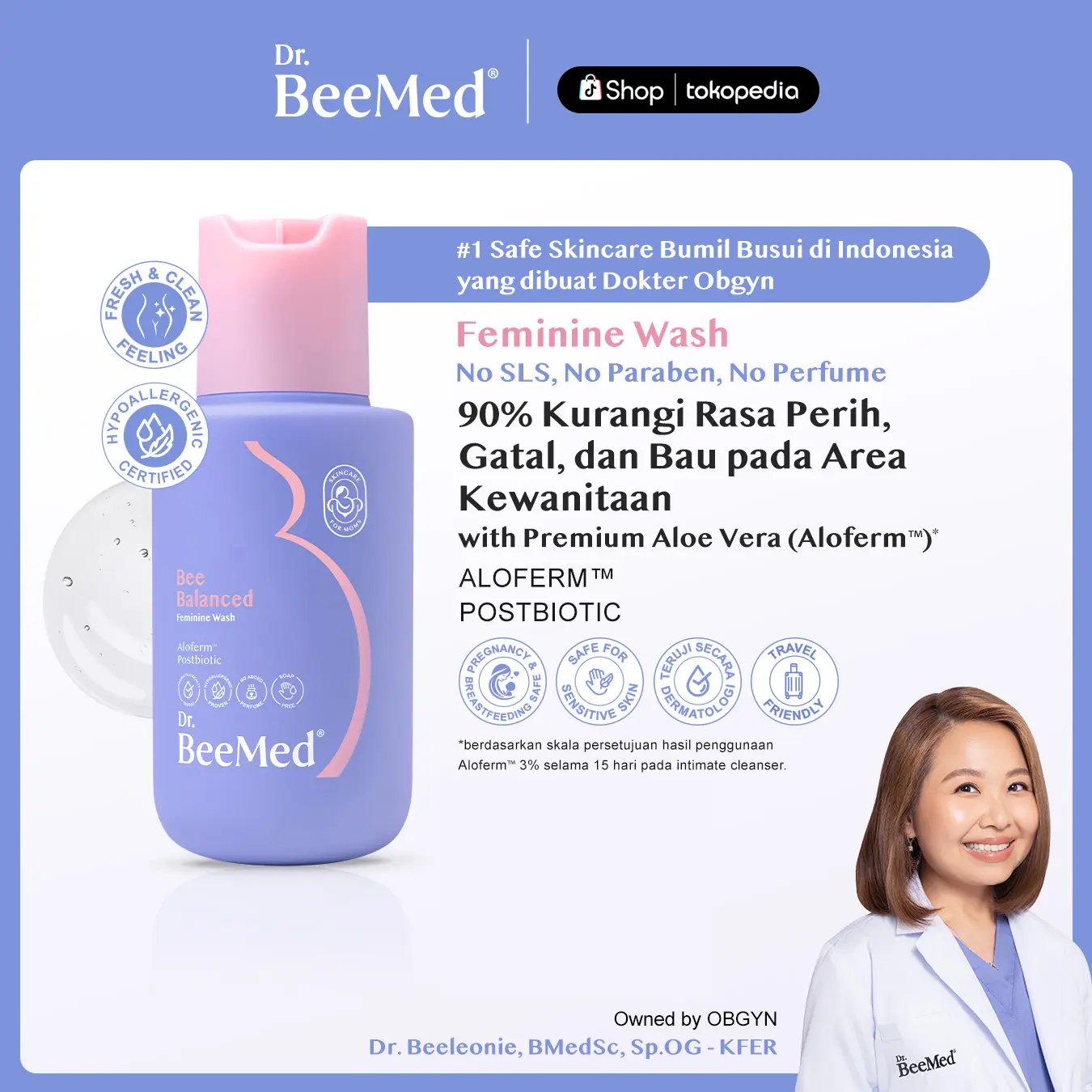 Dr.BeeMed Bee Balanced Feminine Wash 60ml - Sabun Pembersih Kewanitaan Ibu Hamil & Menyusui BPOM