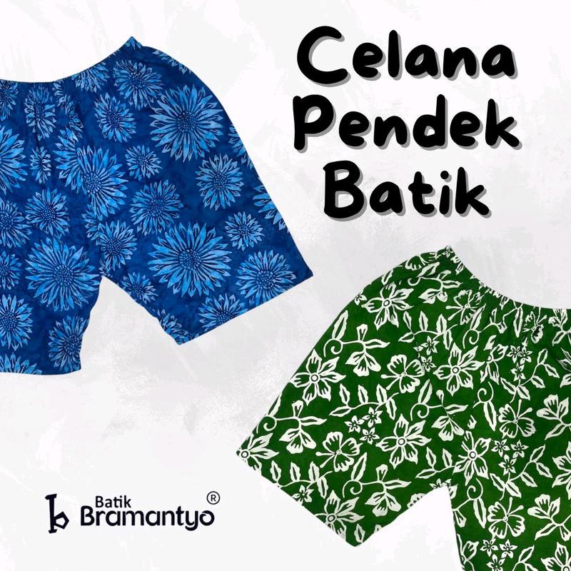 Bramantyo Store - Celana Pendek Dewasa Batik Solo Batik Cap Shorts Motif Santai 1