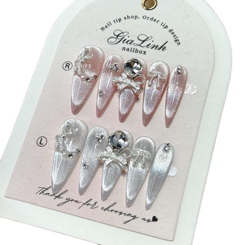  M324 nailbox thiết kế mắt mèo kim cương sang đi tiệc cô dâu đi cưới 