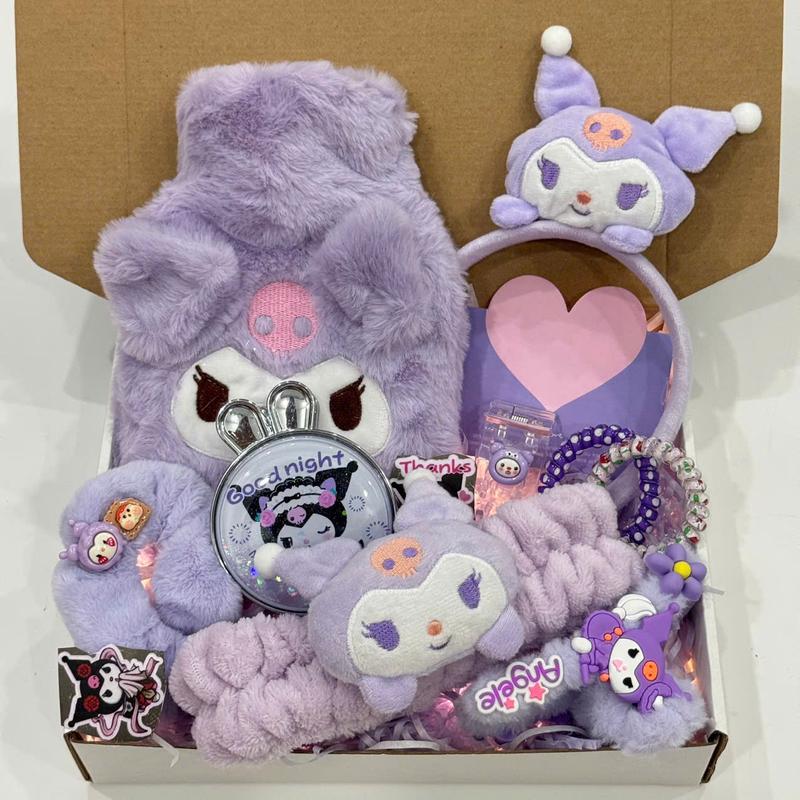 Hộp quà tặng bạn gái túi chườm bụng KUROMI màu tím sang trọng nhiều phụ kiện tặng túi+hộp+thiệp+đèn