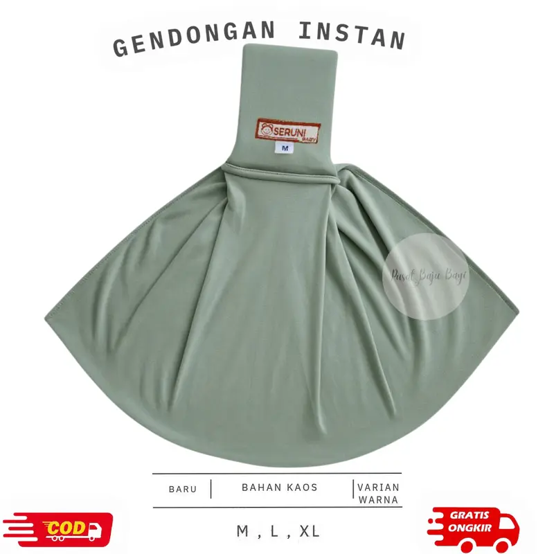 Gendongan Bayi Samping Instan Premium Geos Newborn Bahan Kaos Lembut Plus Pouch (Dengan Strap Busa Empuk di Pundak) 2