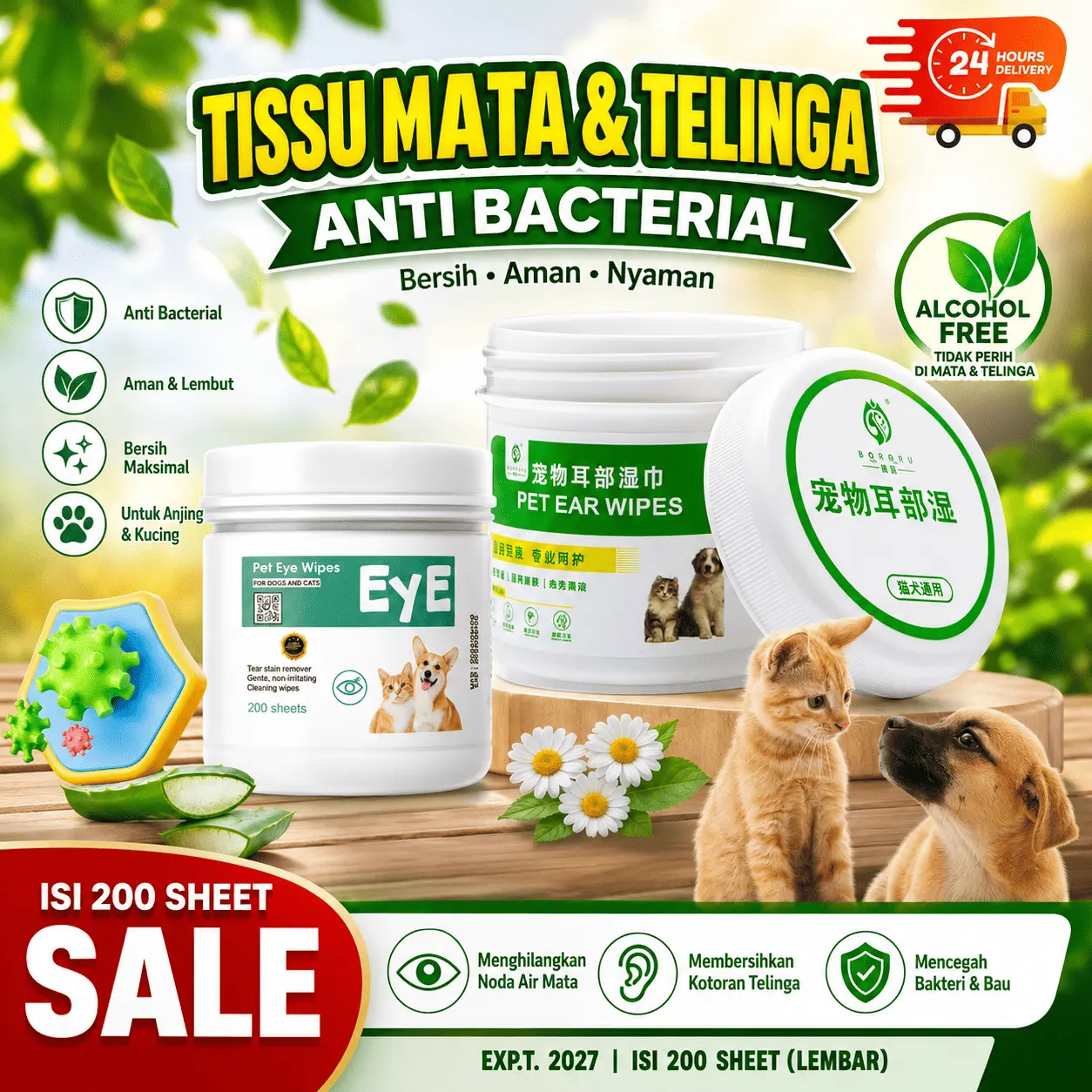 [SISKA PETSHOPTisu Mata Kucing Anjing Pet Eye Wipes Tissue Mata Kucing Tisu Pembersih Telinga Kucing Anjing