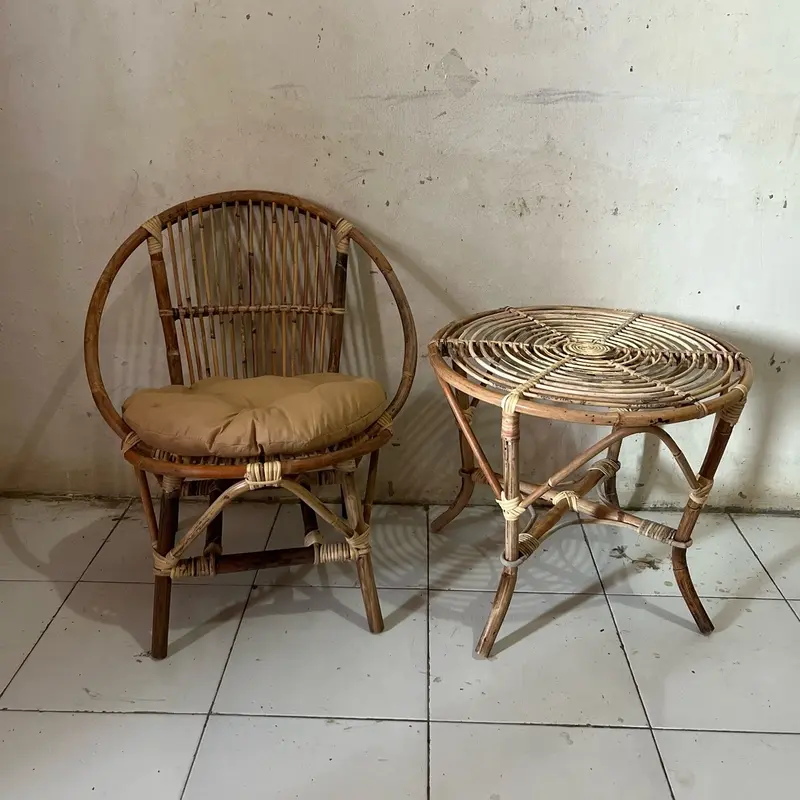 (Ready stok) 1 set kursi teras rotan model momon free bantal Furniture Asli 8