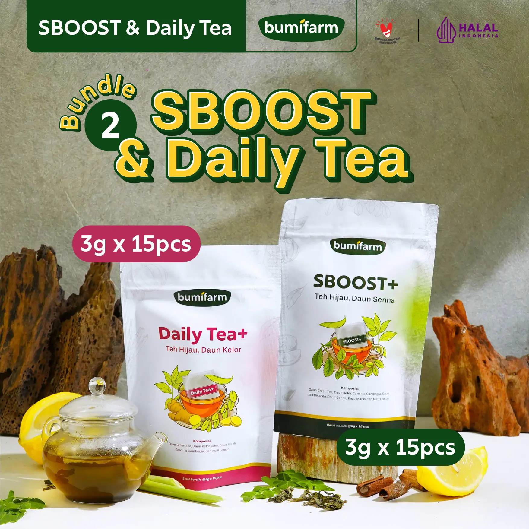 Bundling SBOOST+ & DAILY TEA - Teh Hijau Premium