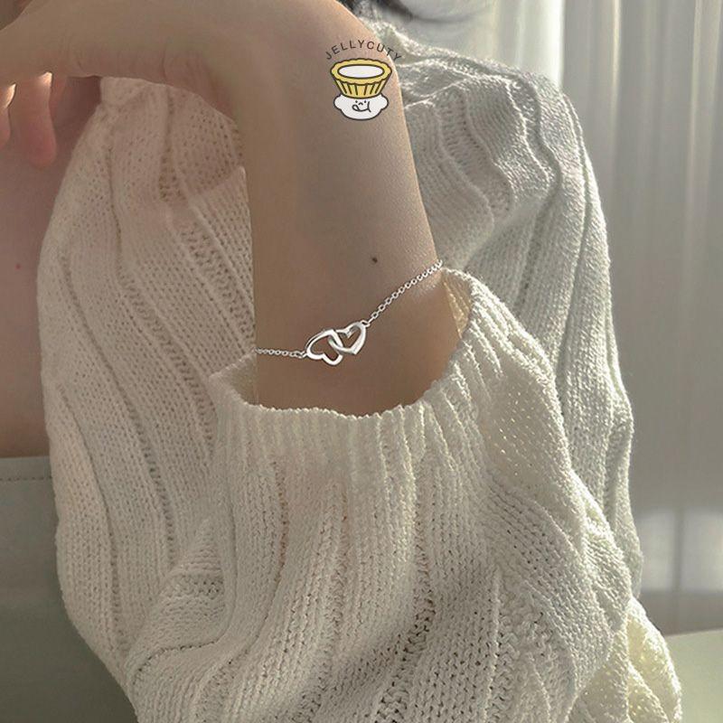 Vòng tay bạc hình trái tim thời trang dành cho nữ